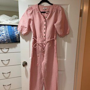 Madewell Linen-Blend Pink Jumpsuit (Size Small)